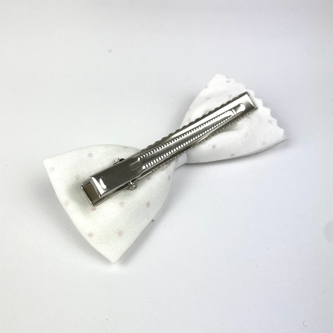 Grande Barrette "Blanche pois roses"