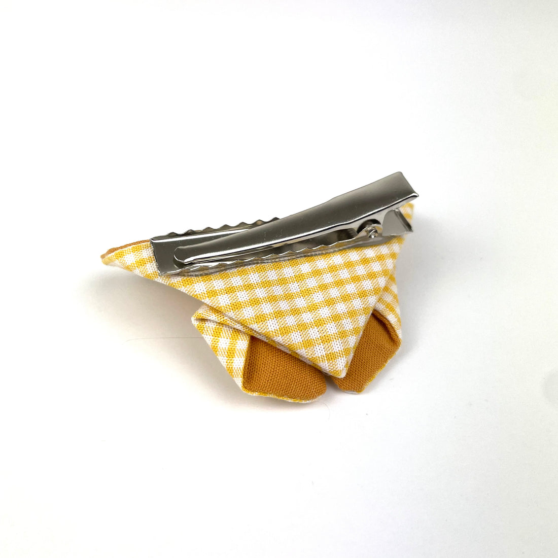 Barrette papillon Vichy jaune