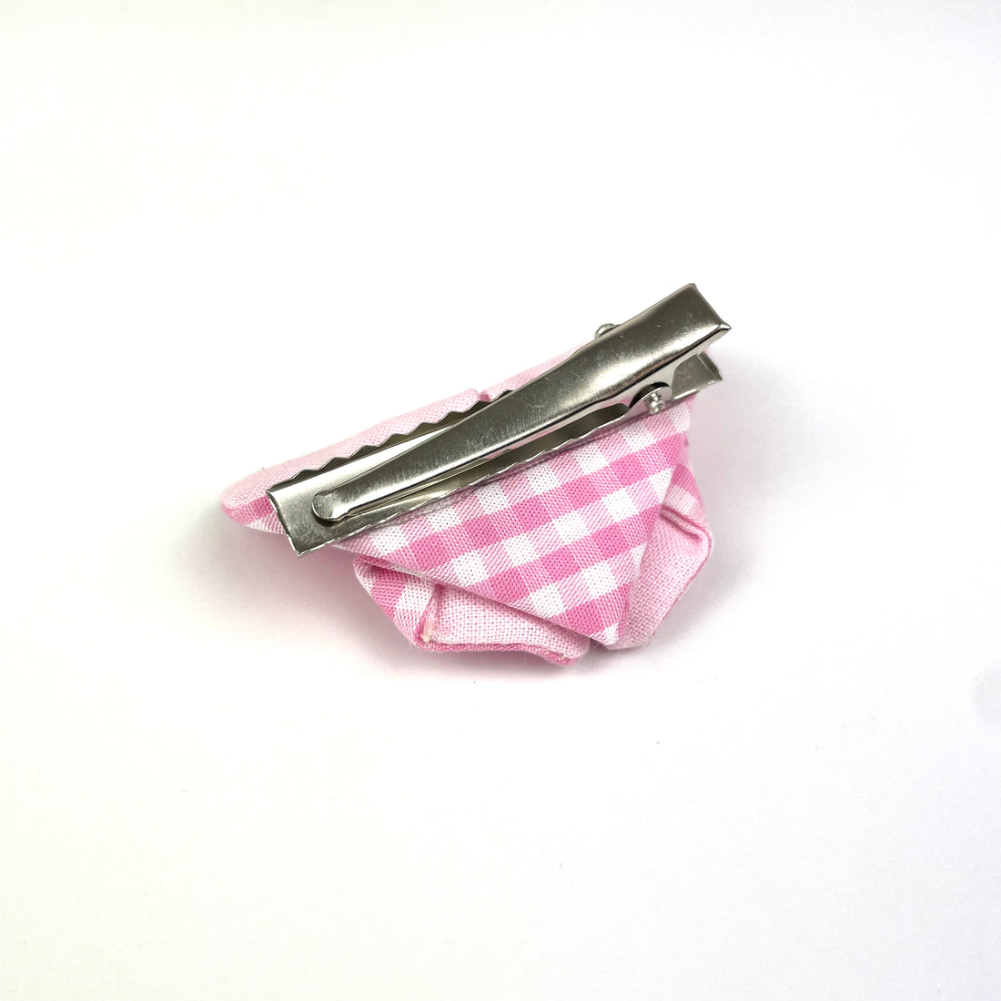 Barrette papillon Vichy rose