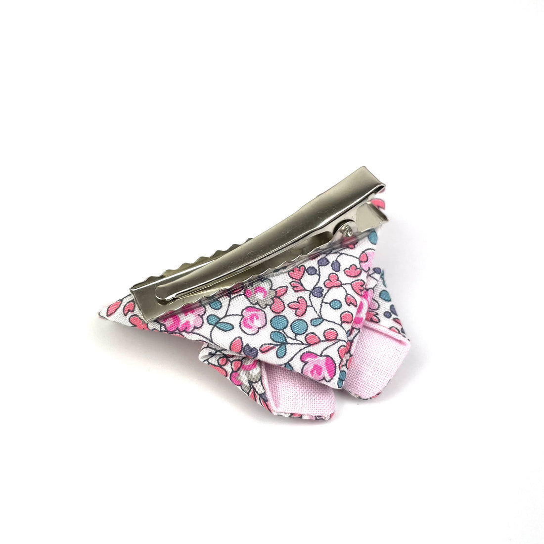 Barrette papillon Liberty "EloĂŻse rose et bleu"