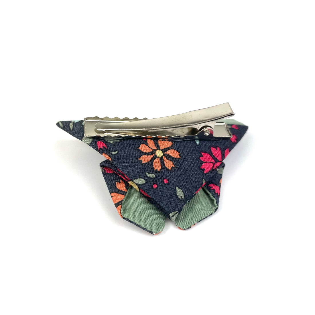 Barrette papillon Liberty "Capel Floret Ardoise" n°1