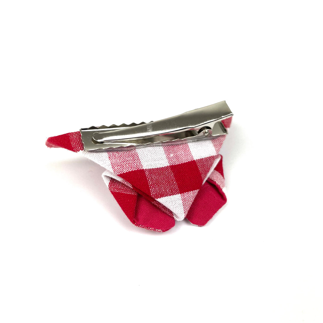 Barrette papillon Vichy rouge