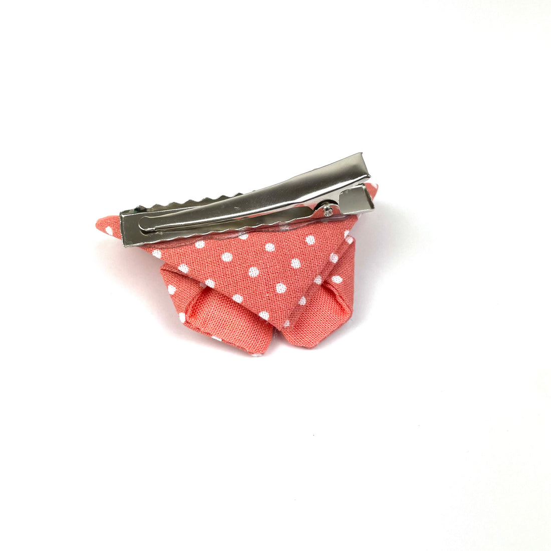 Barrette papillon Vieux rose pois blancs