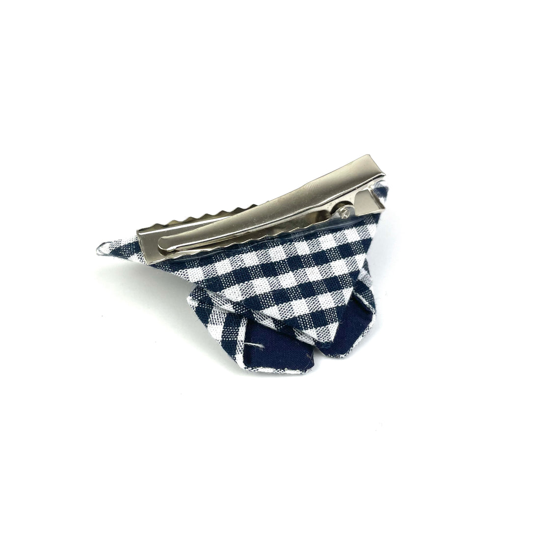 Barrette papillon Vichy bleu