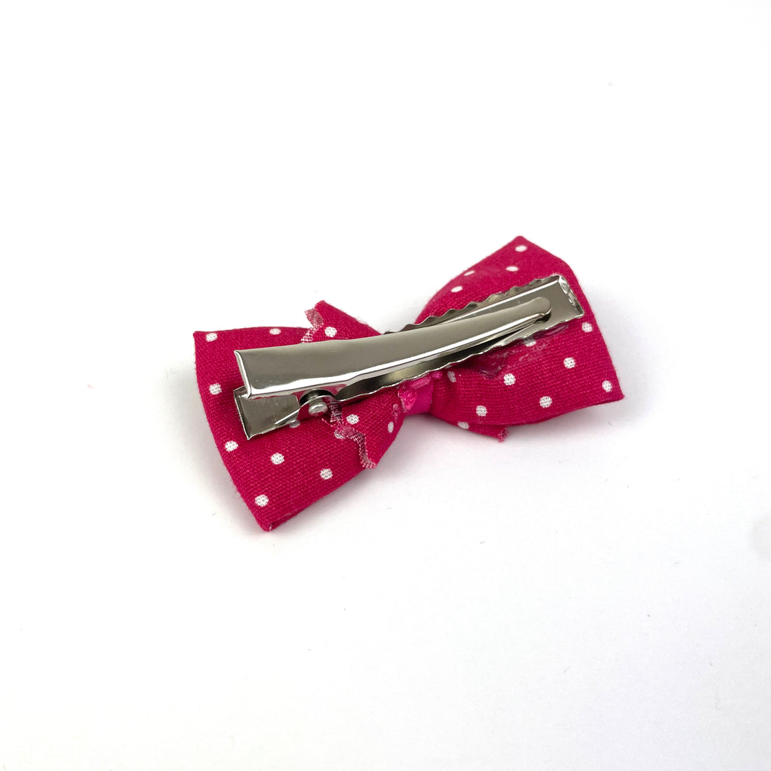 Petite Barrette "Fuschia pois blancs"