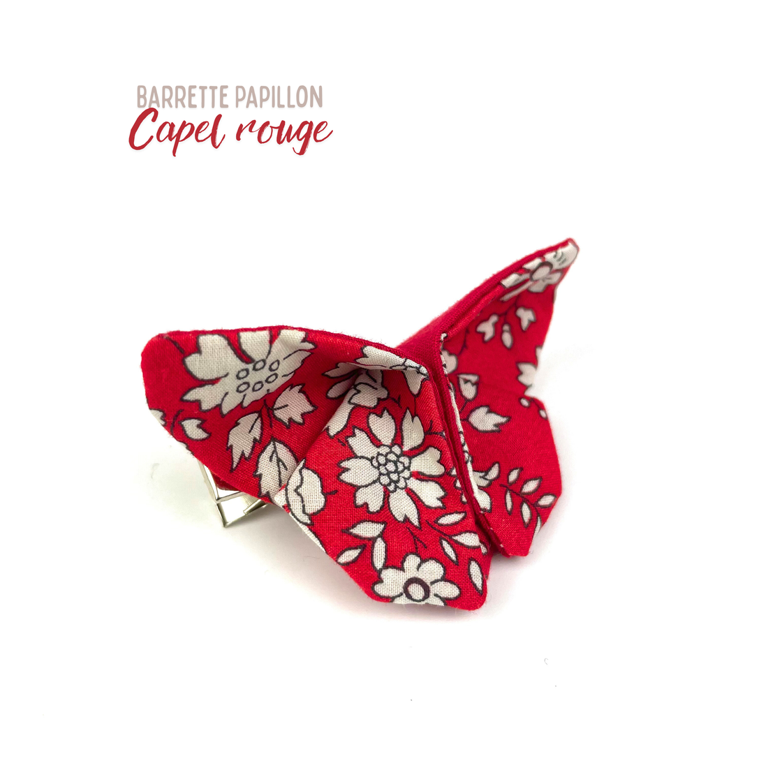 Barrette papillon Liberty "Capel rouge"