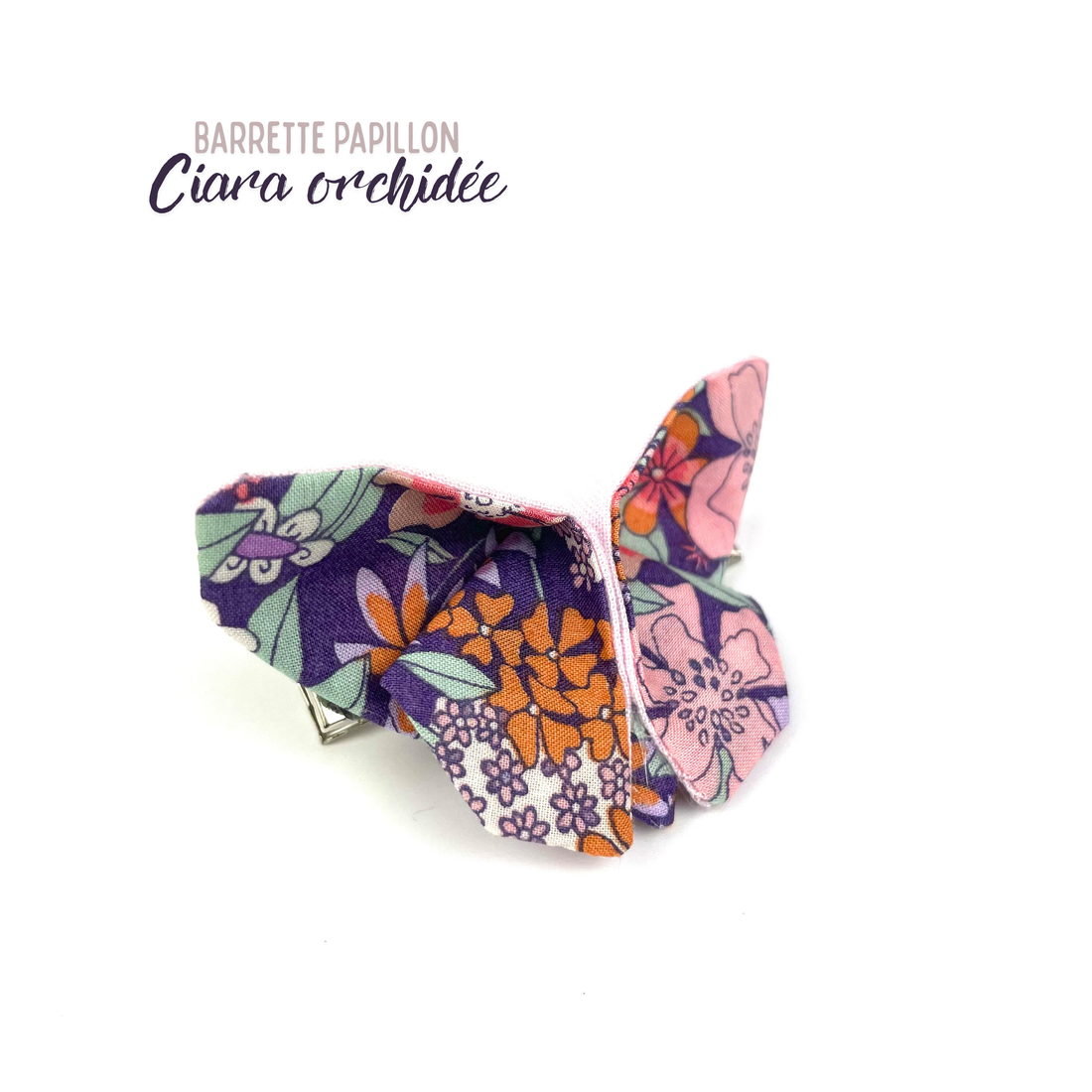 Barrette papillon Liberty "Ciara Orchidée"