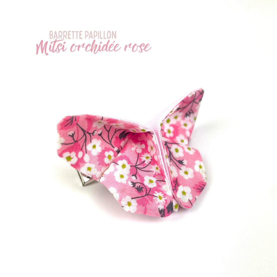Barrette papillon Liberty "Mitsi orchidée rose"