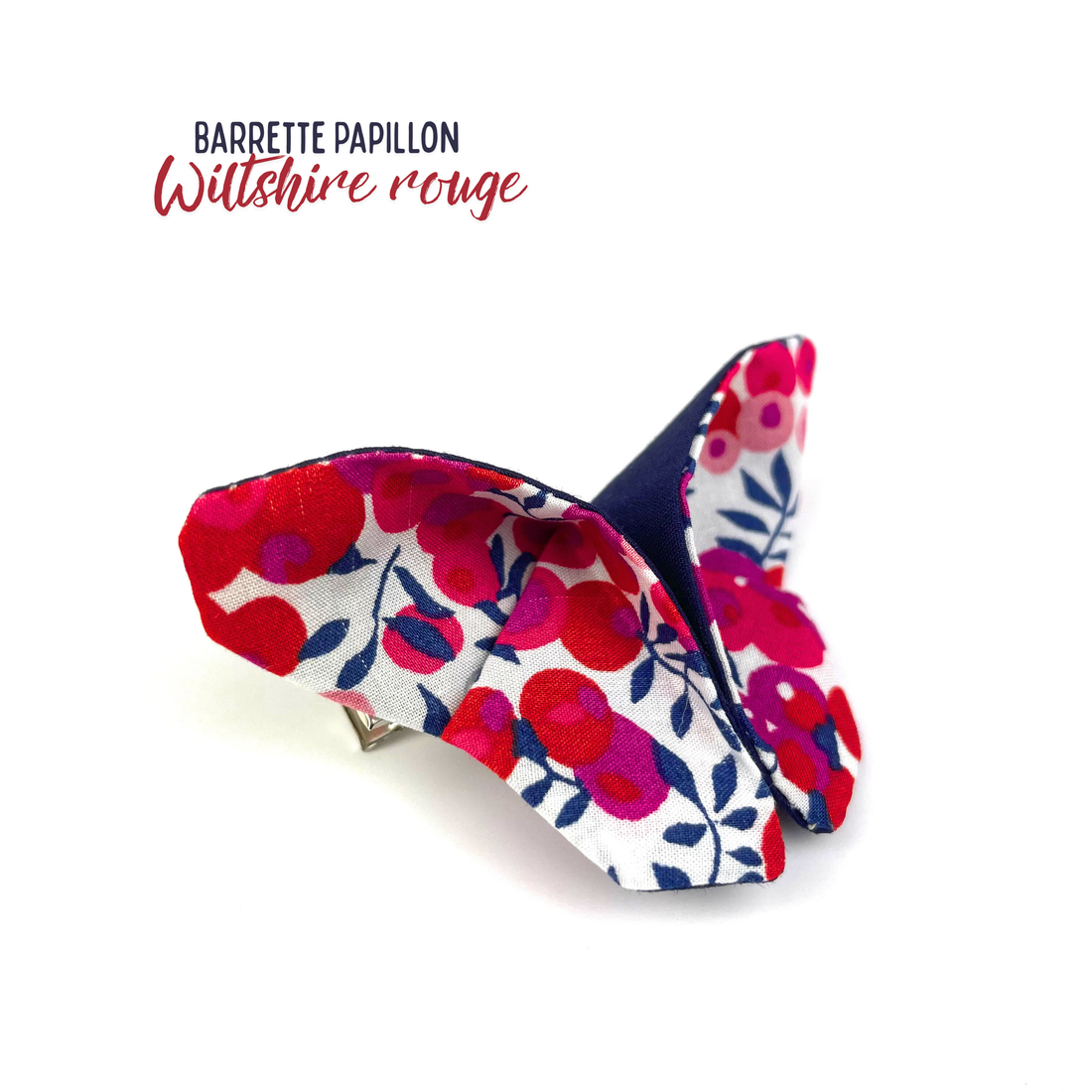 Barrette papillon Liberty "Witlshire rouge"
