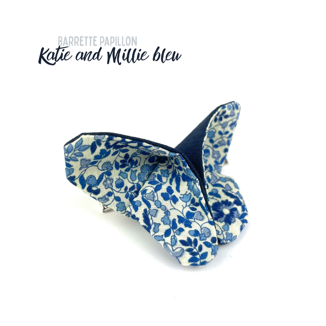 Barrette papillon Liberty "Katie and Millie bleu"