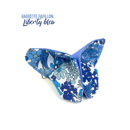 Barrette papillon Liberty bleu