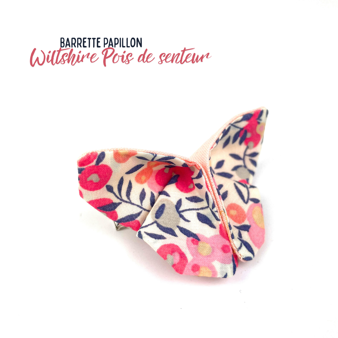 Barrette papillon Liberty "Witlshire Pois de senteur"