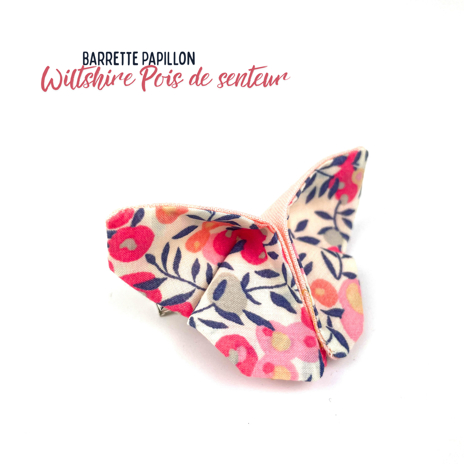 Barrette papillon Liberty "Witlshire Pois de senteur"
