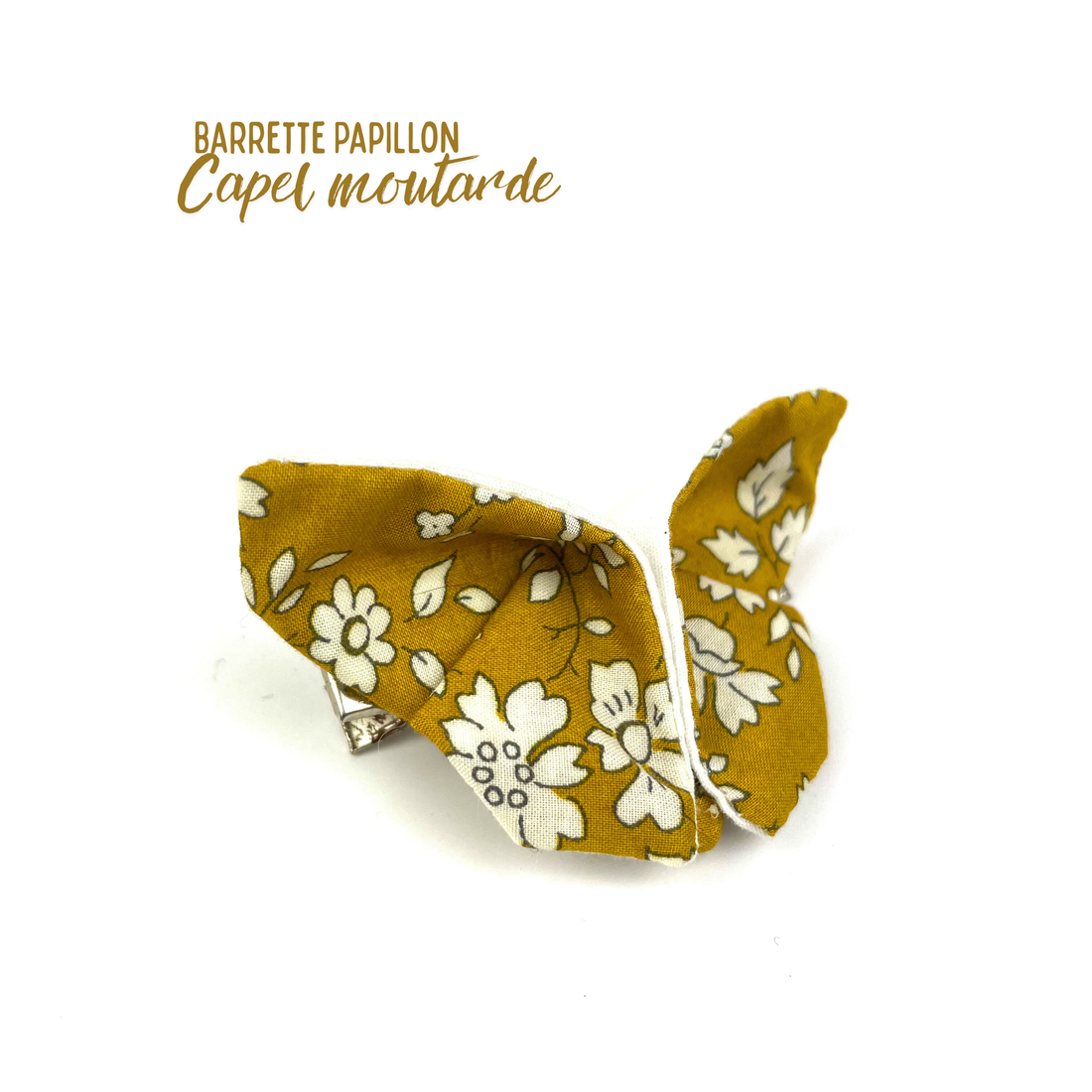 Barrette papillon Liberty "Capel moutarde"