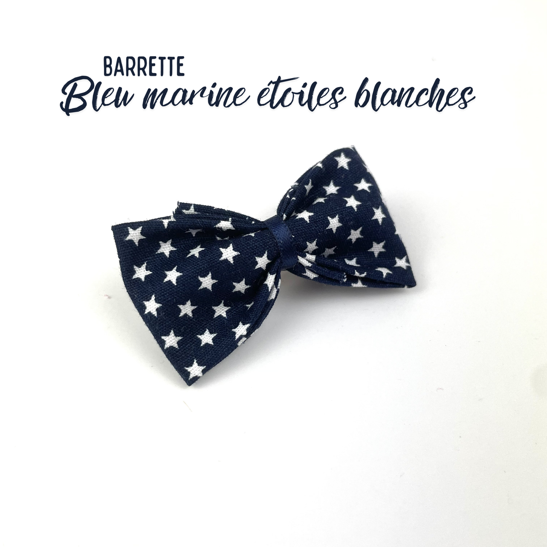 Petite Barrette "Bleu marine étoiles blanches"