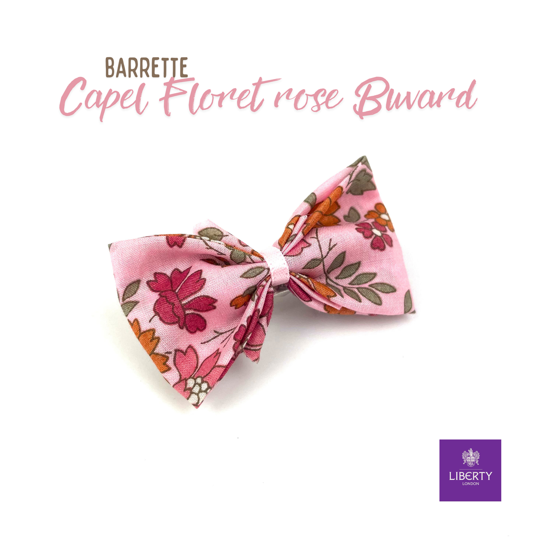 Petite Barrette Liberty "Capel Floret rose buvard"