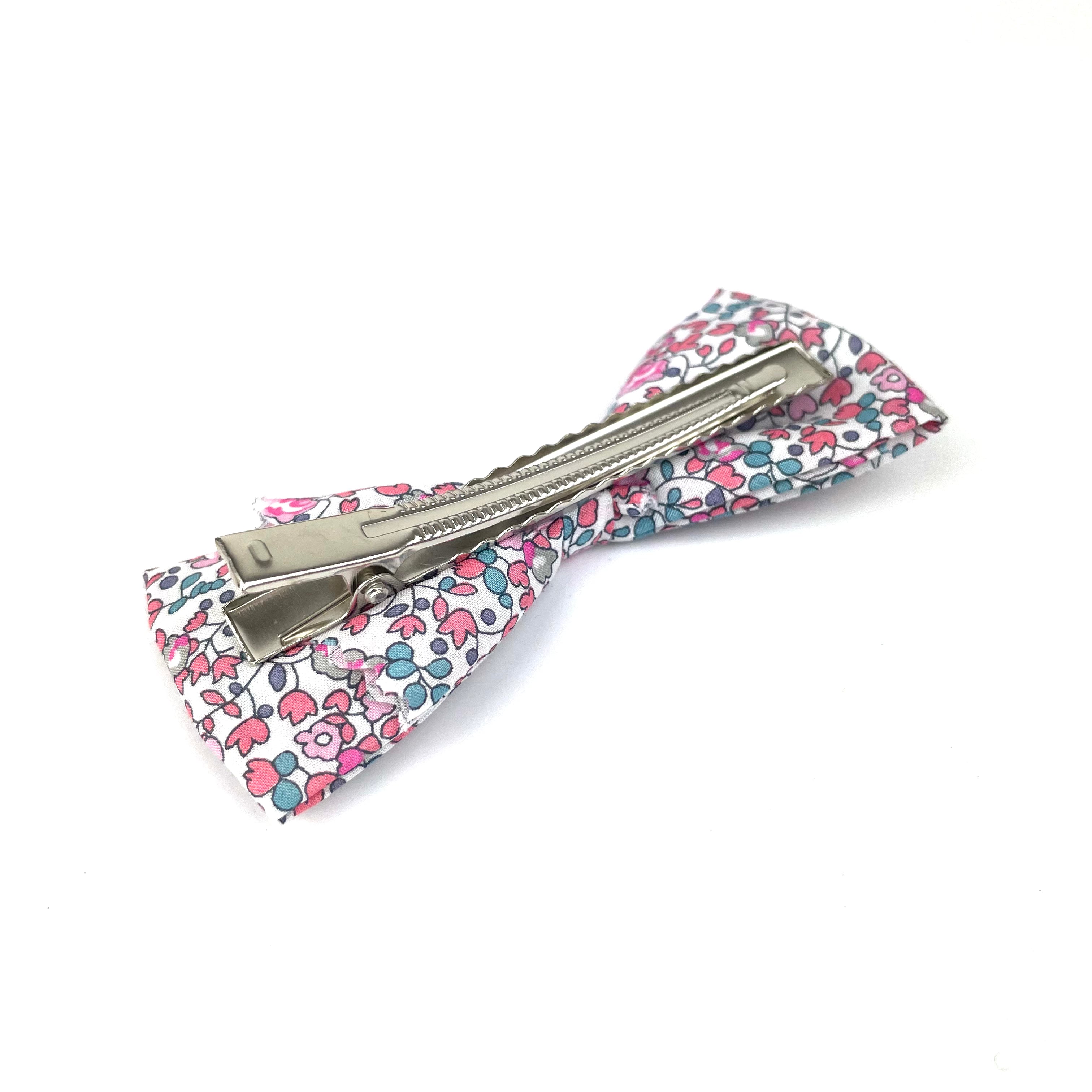 Grande Barrette Liberty "Eloïse rose et bleu"