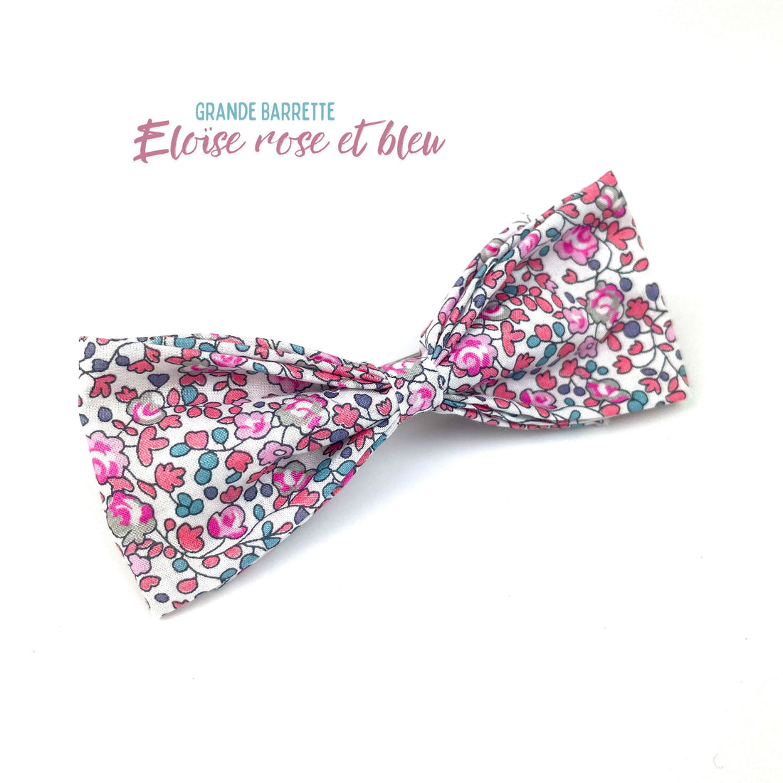 Grande Barrette Liberty "Eloïse rose et bleu"