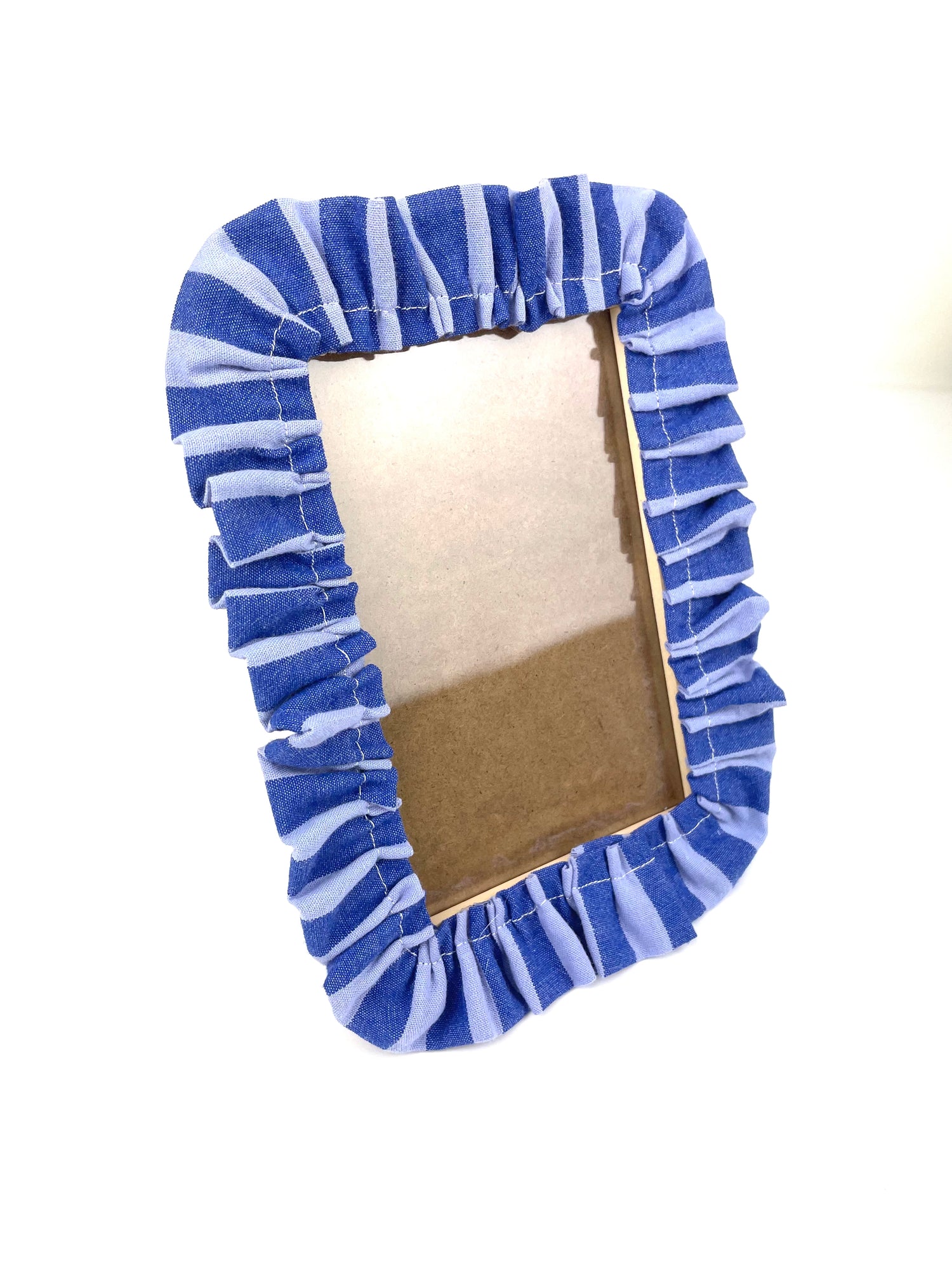 Cadre photo "froufrou" Rayures bleu foncé et bleu clair – Format 10x15