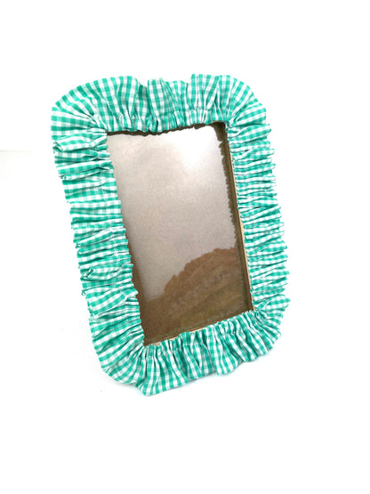 Cadre photo "froufrou" Vichy vert flashy– Format 10x15