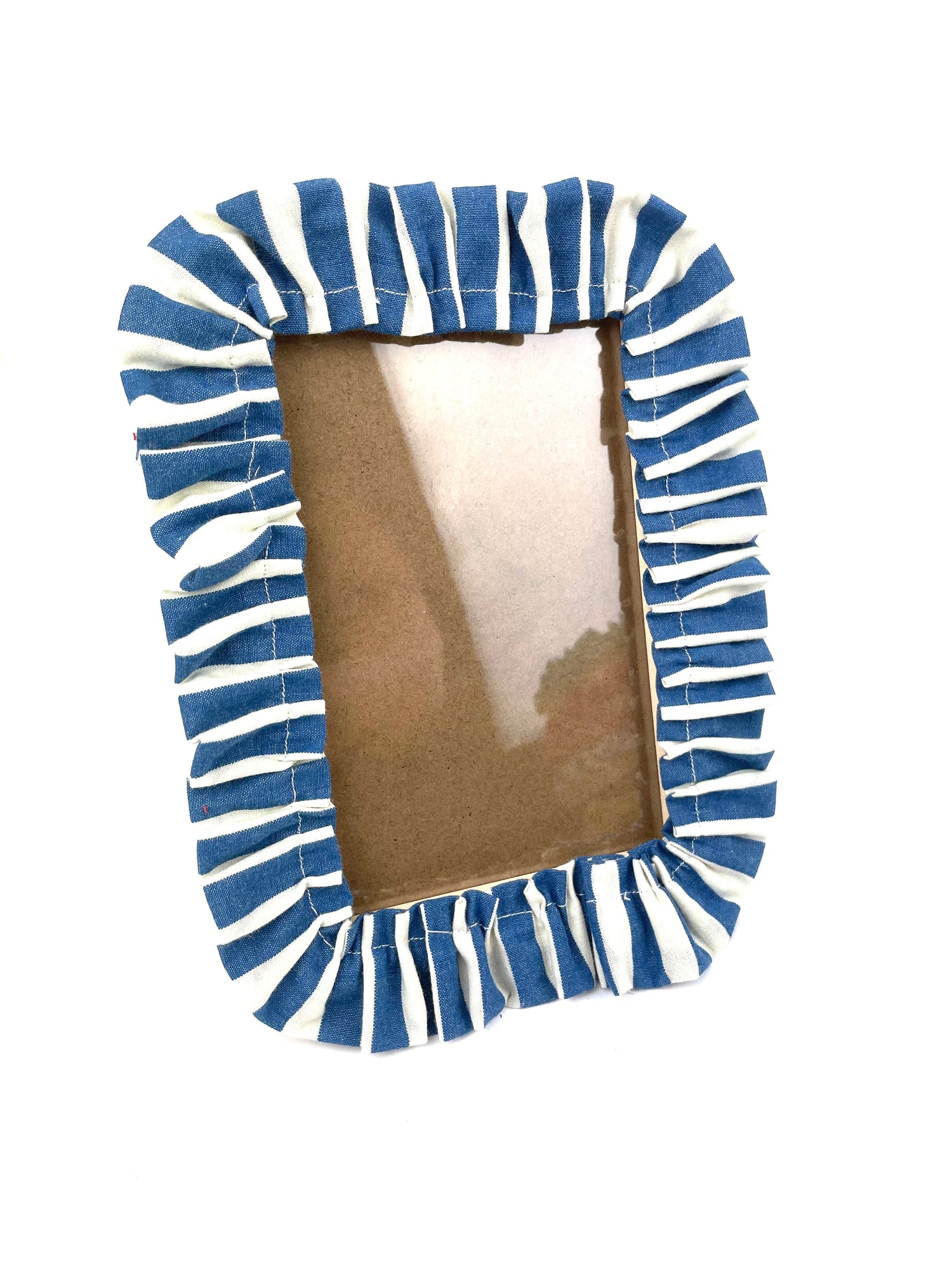Cadre photo "froufrou" Rayures bleu jean foncé et beiges – Format 10x15