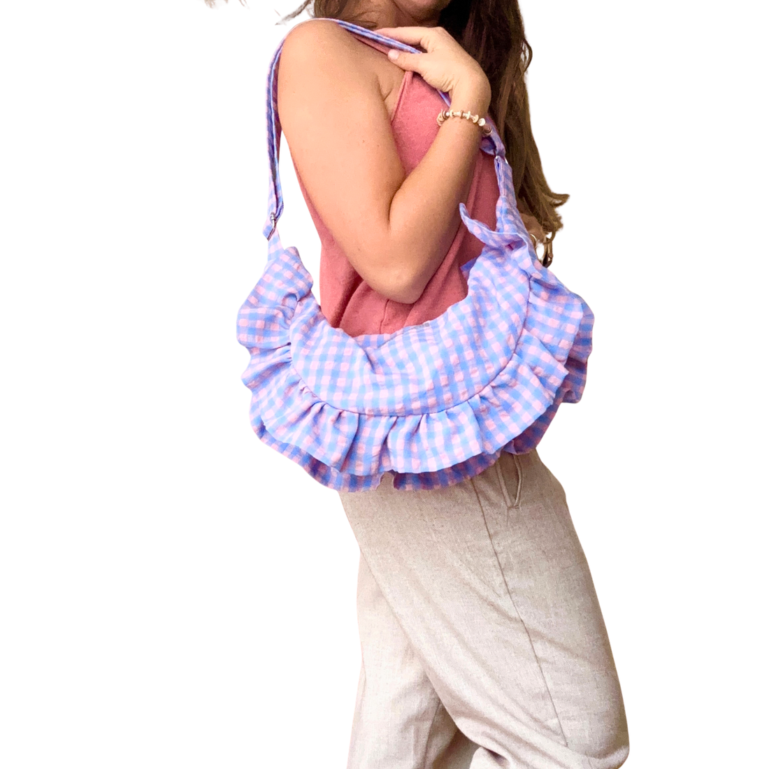 Sac "Frou-frou" Vichy bleu et rose