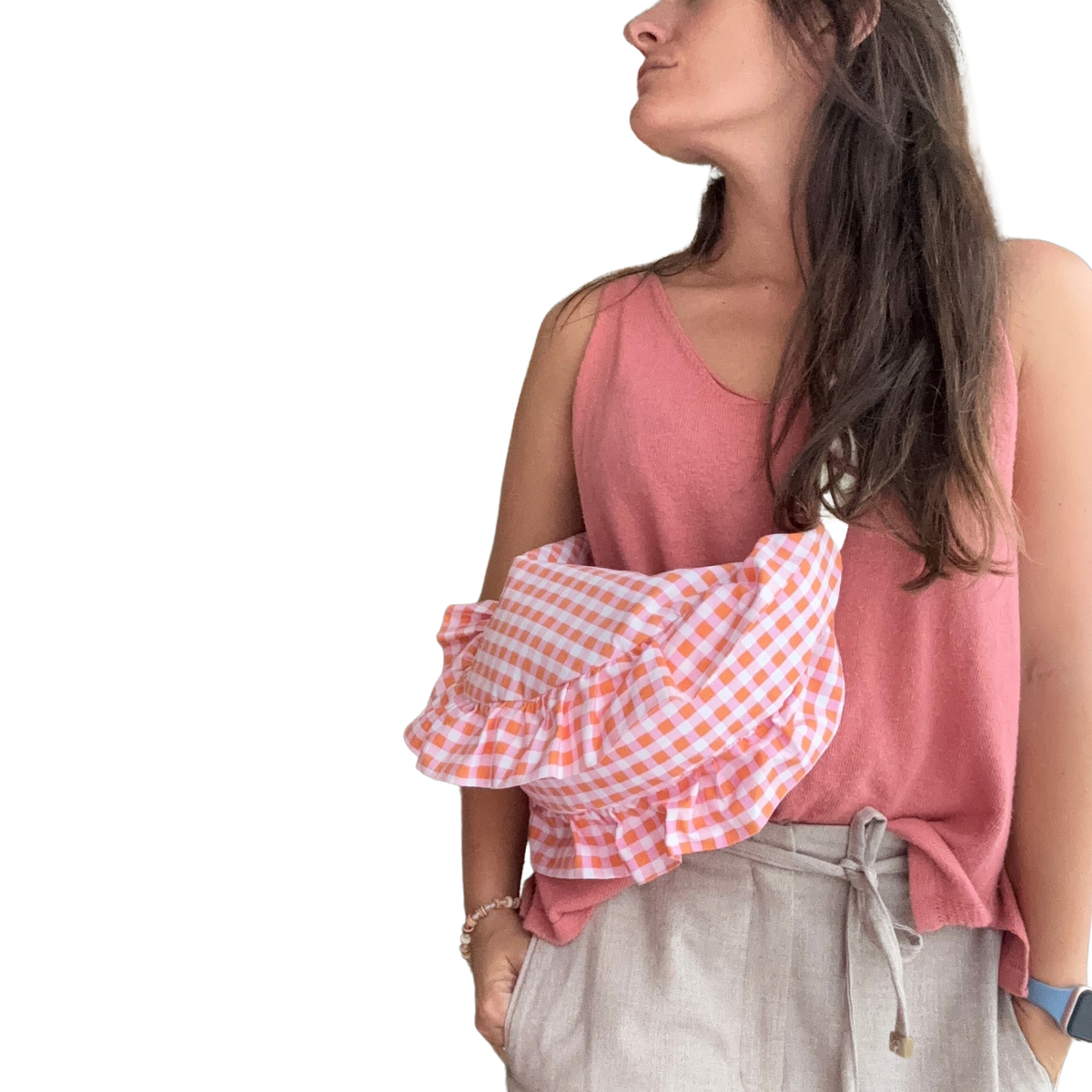 Sac "Frou-frou" Vichy rose &amp; orange
