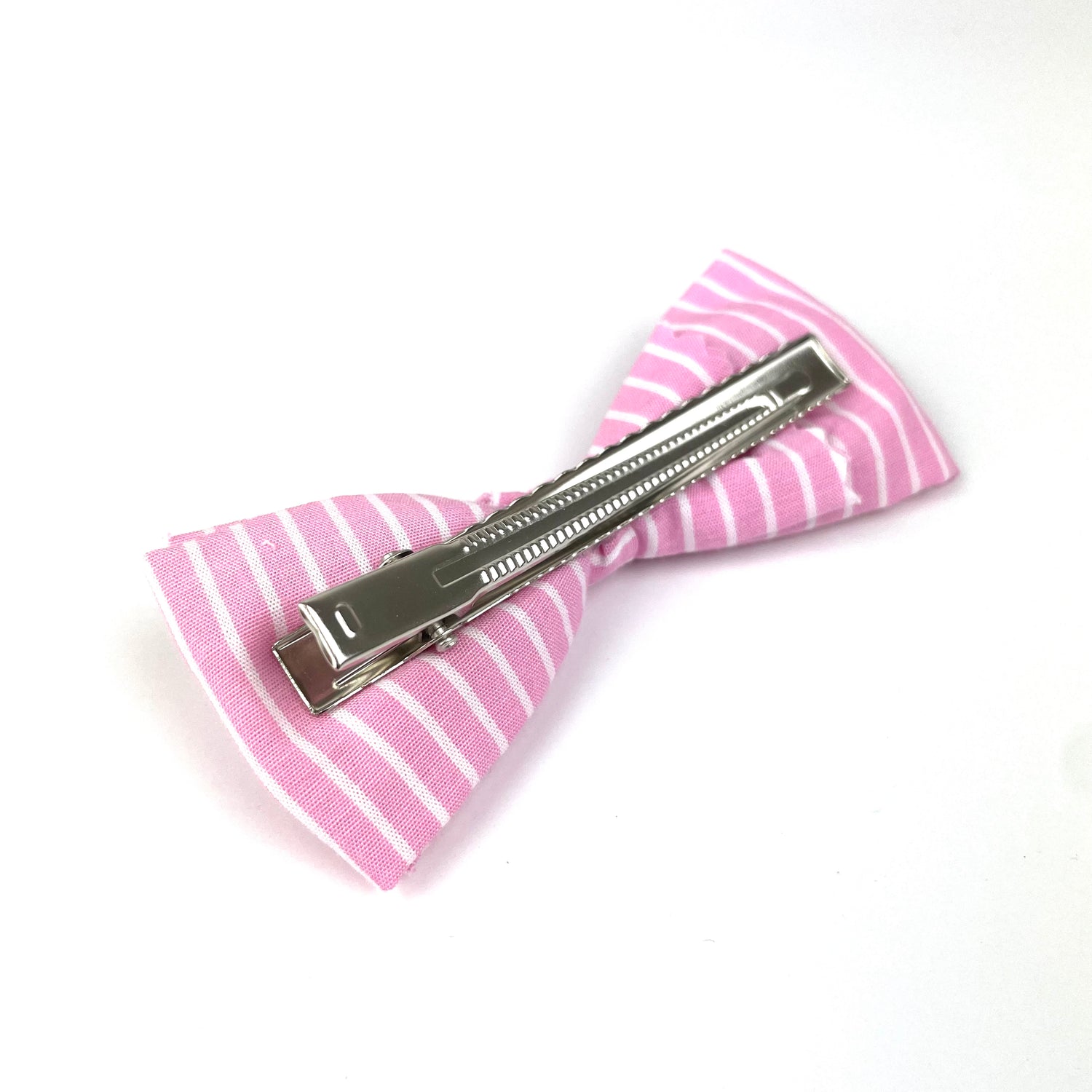 Grande Barrette "Rayures roses"