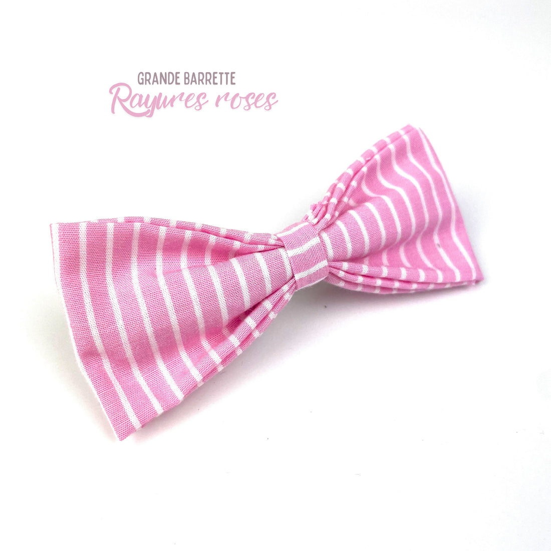 Grande Barrette "Rayures roses"