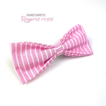 Grande Barrette "Rayures roses"