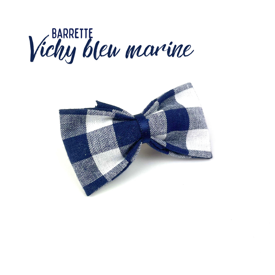 Petite Barrette "Vichy bleu marine"