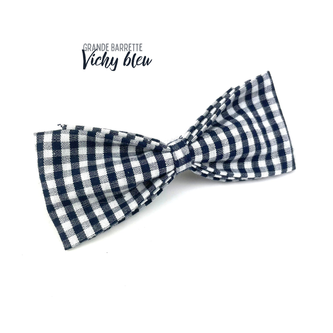 Grande Barrette "Vichy bleu" (petits carreaux)