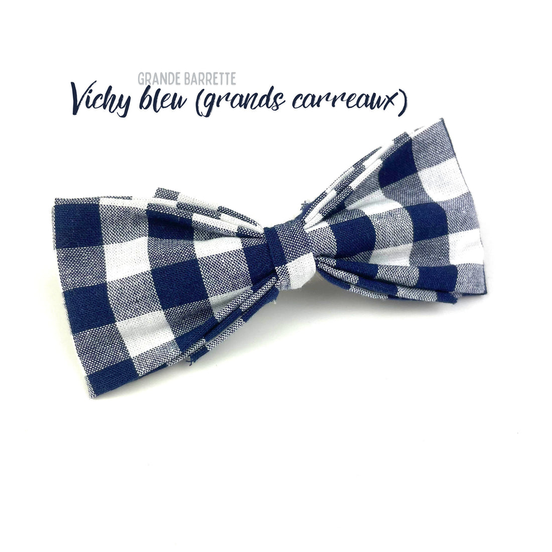 Grande Barrette "Vichy bleu" (grands carreaux)