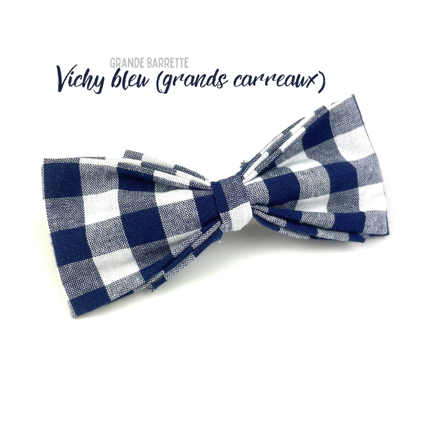 Grande Barrette "Vichy bleu" (grands carreaux)