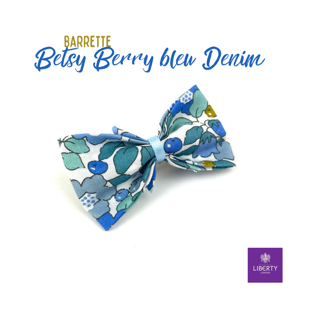 Petite Barrette Liberty "Betsy Berry bleu Denim"