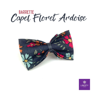 Petite Barrette Liberty "Capel Floret ardoise"
