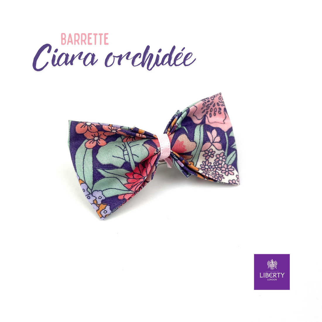 Petite Barrette Liberty "Ciara orchidée"