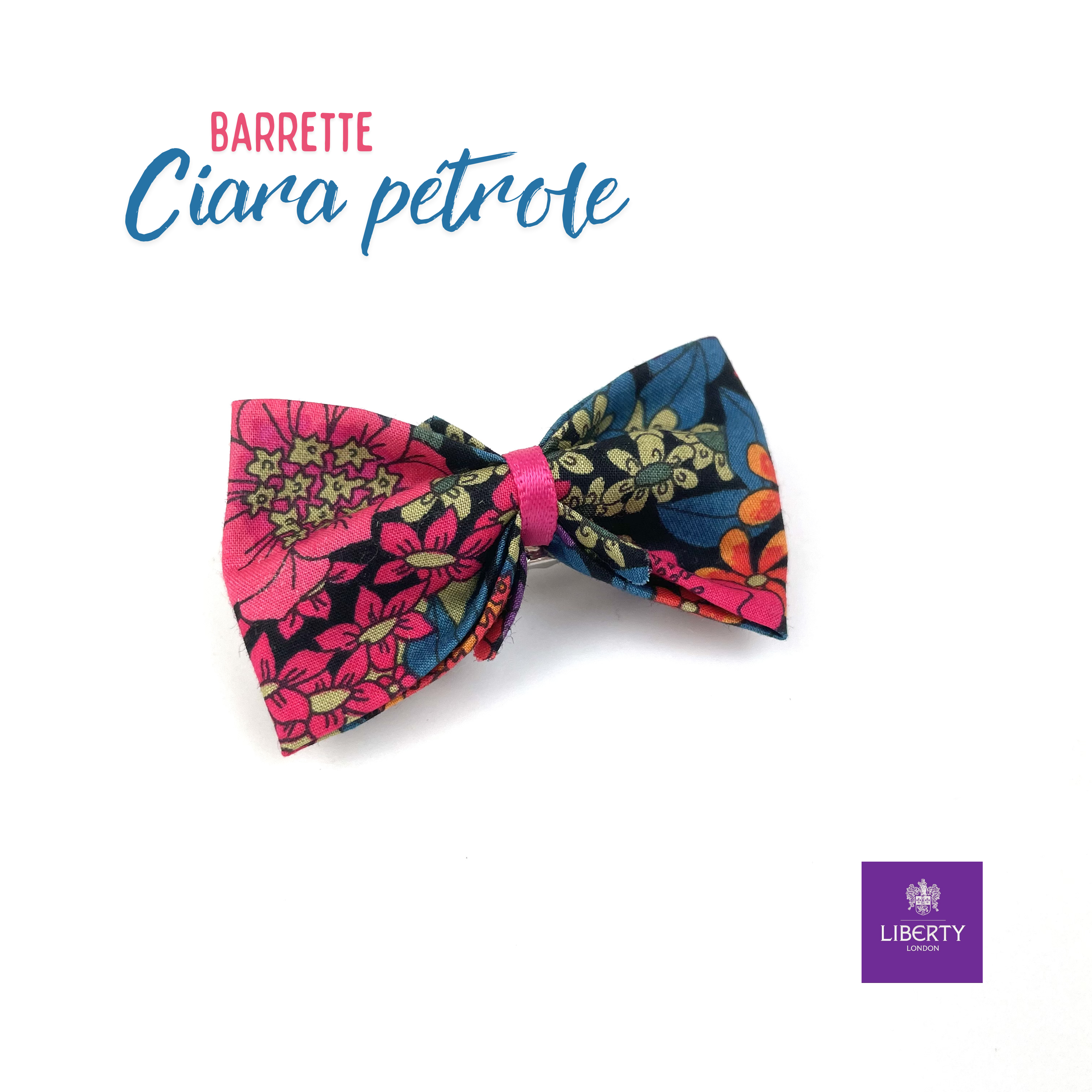 Petite Barrette Liberty "Ciara pétrole"