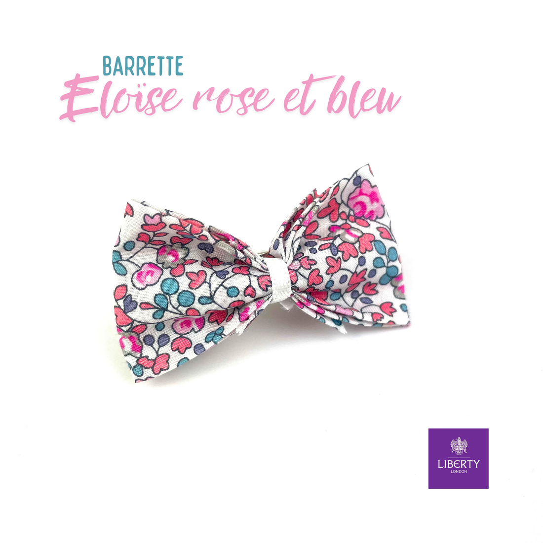 Petite Barrette Liberty "Eloïse rose et bleu"