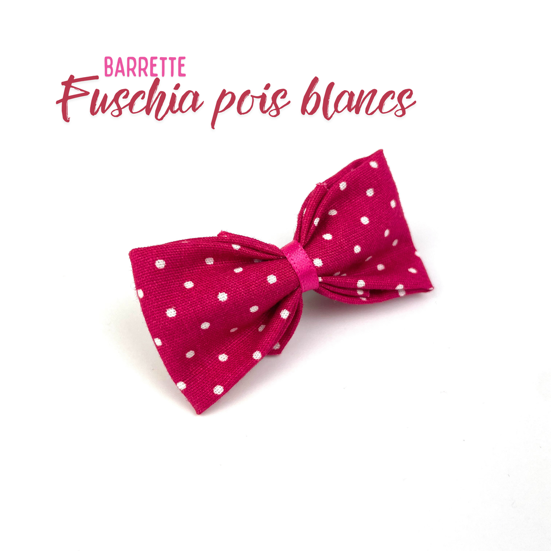 Petite Barrette "Fuschia pois blancs"
