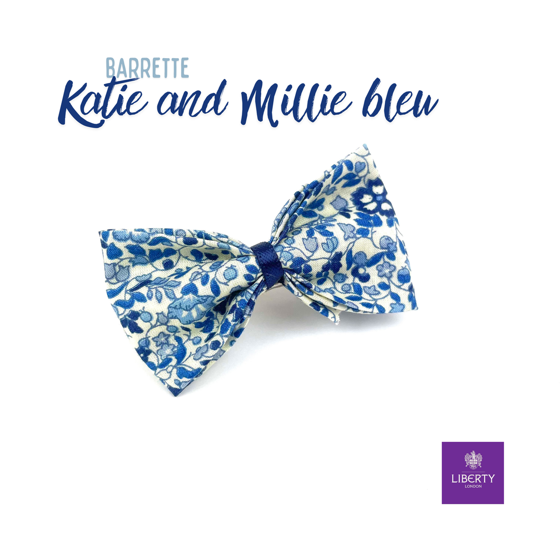Petite Barrette Liberty "Katie and Millie bleu"