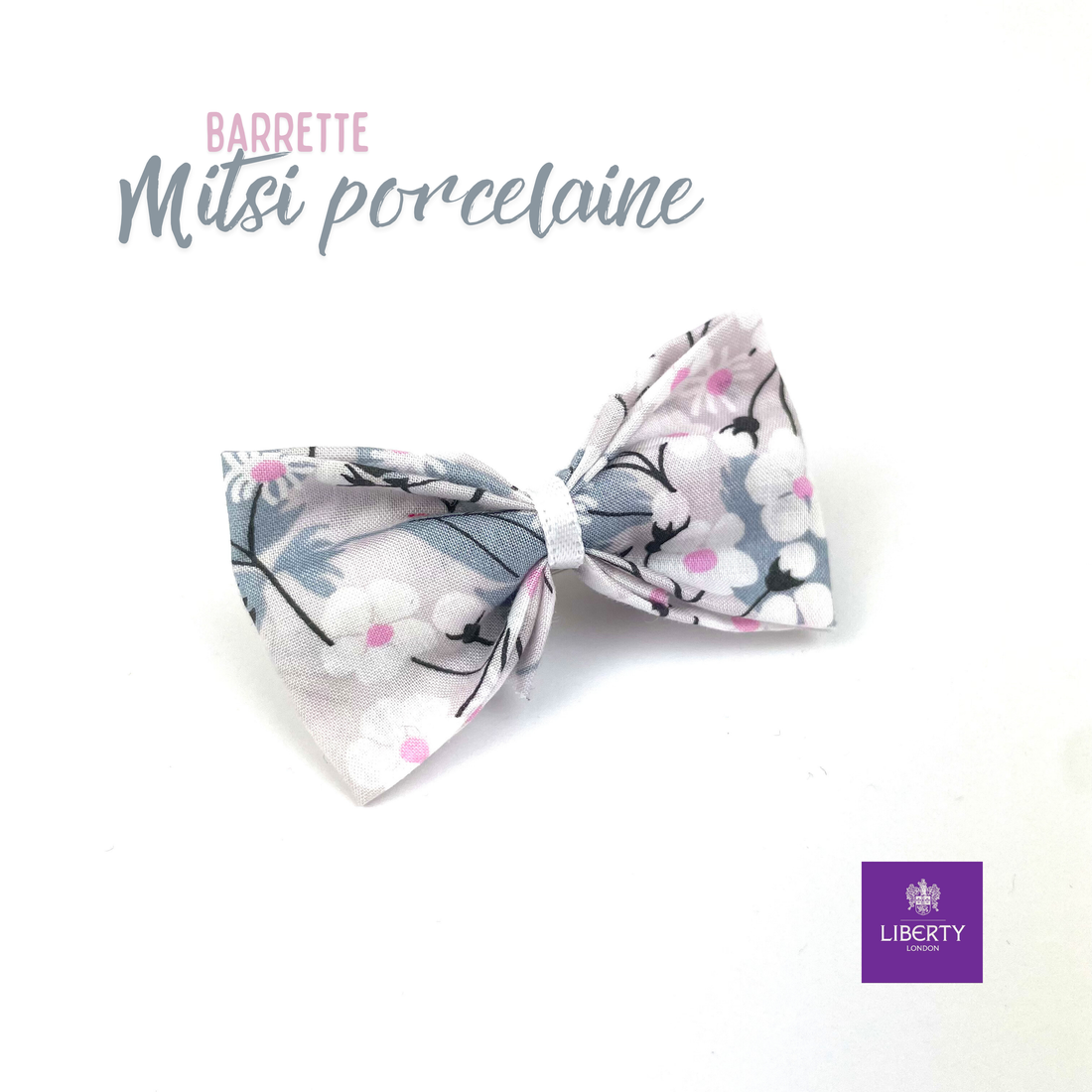 Petite Barrette Liberty "Mitsi porcelaine"
