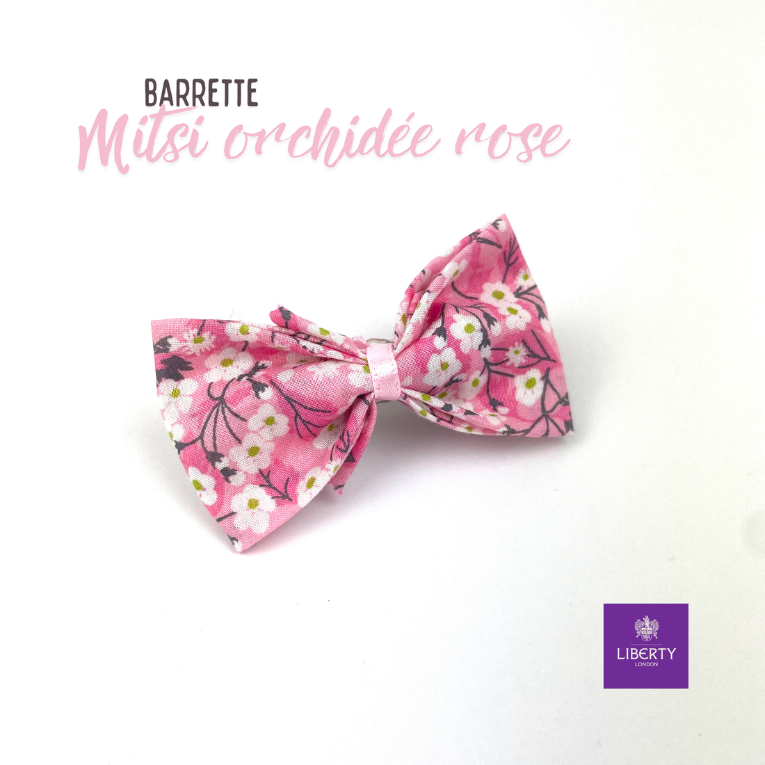 Petite Barrette Liberty "Mitsi orchidée rose"