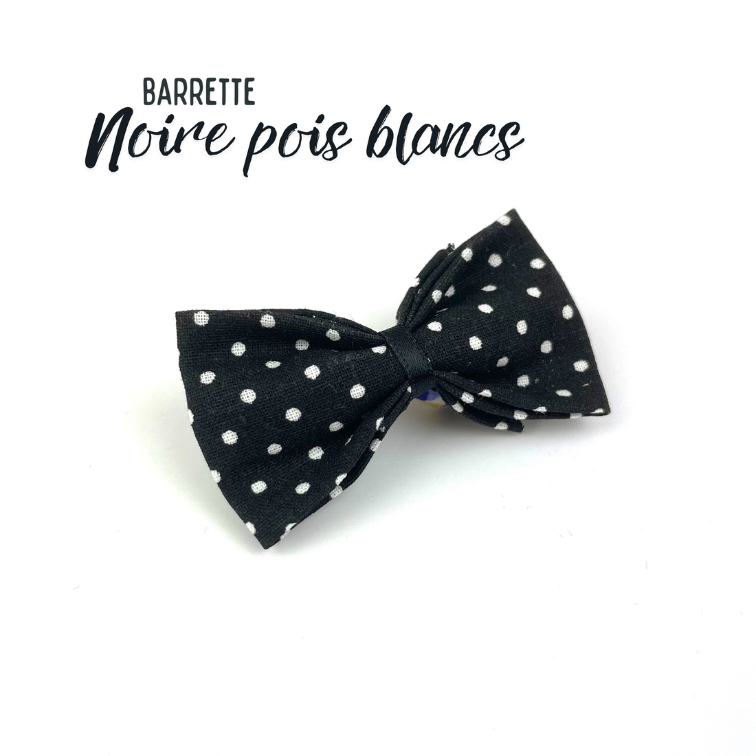 Petite Barrette "Noir pois blancs"