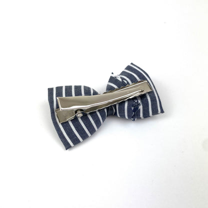 Petite Barrette "Rayures grises foncées"