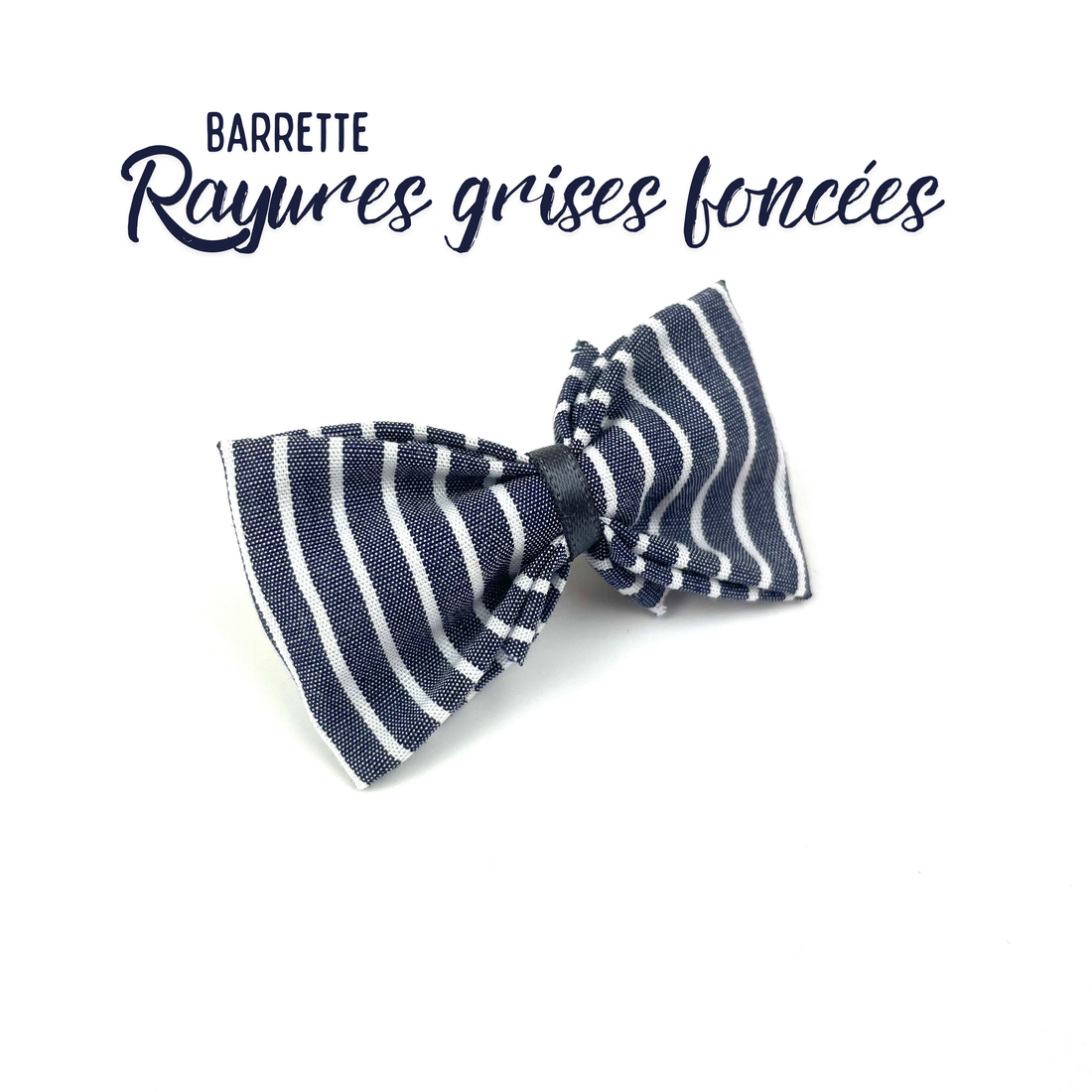 Petite Barrette "Rayures grises foncées"