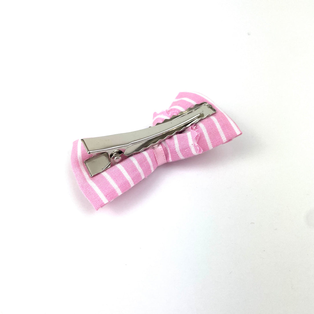 Petite Barrette "Rayures roses et blanches"