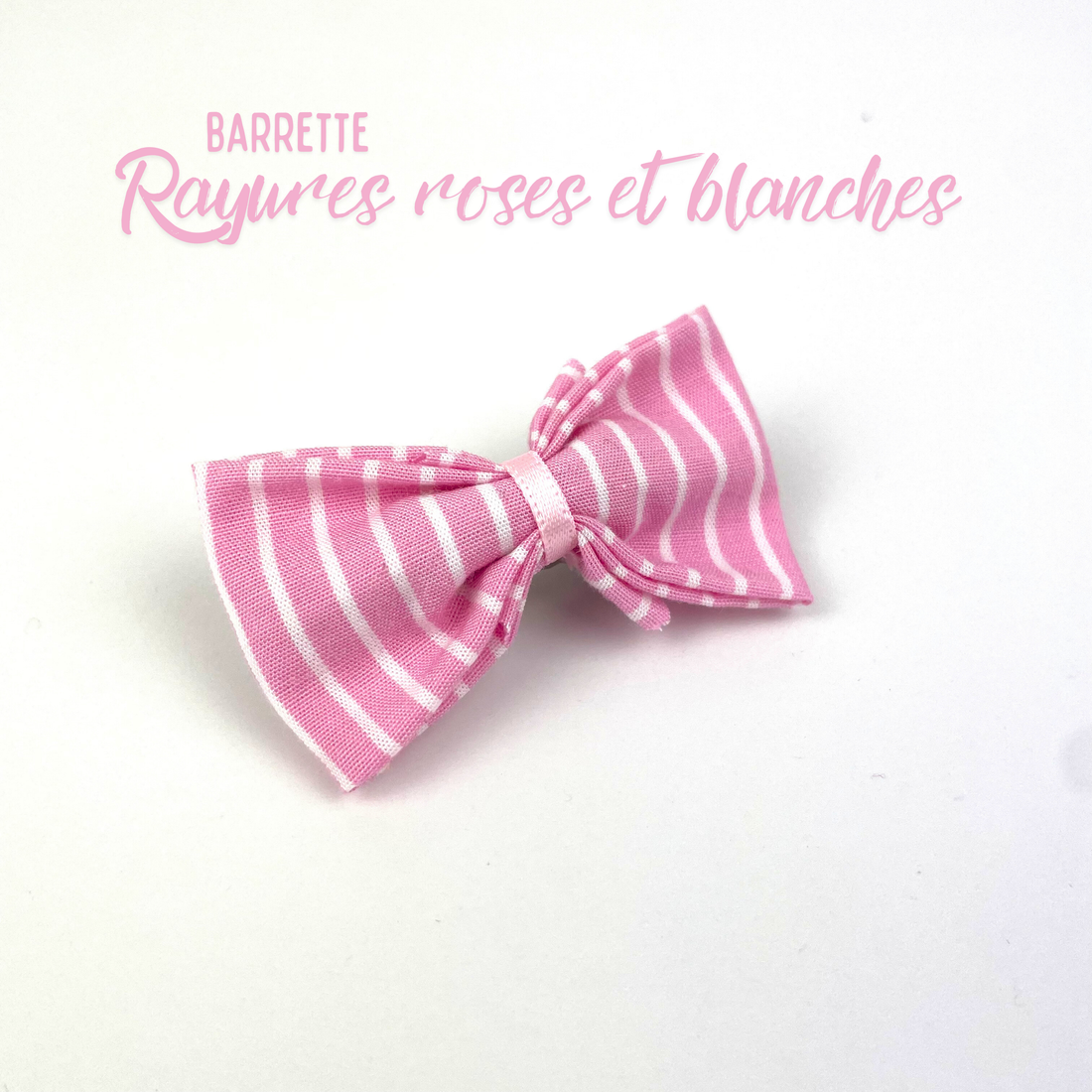 Petite Barrette "Rayures roses et blanches"