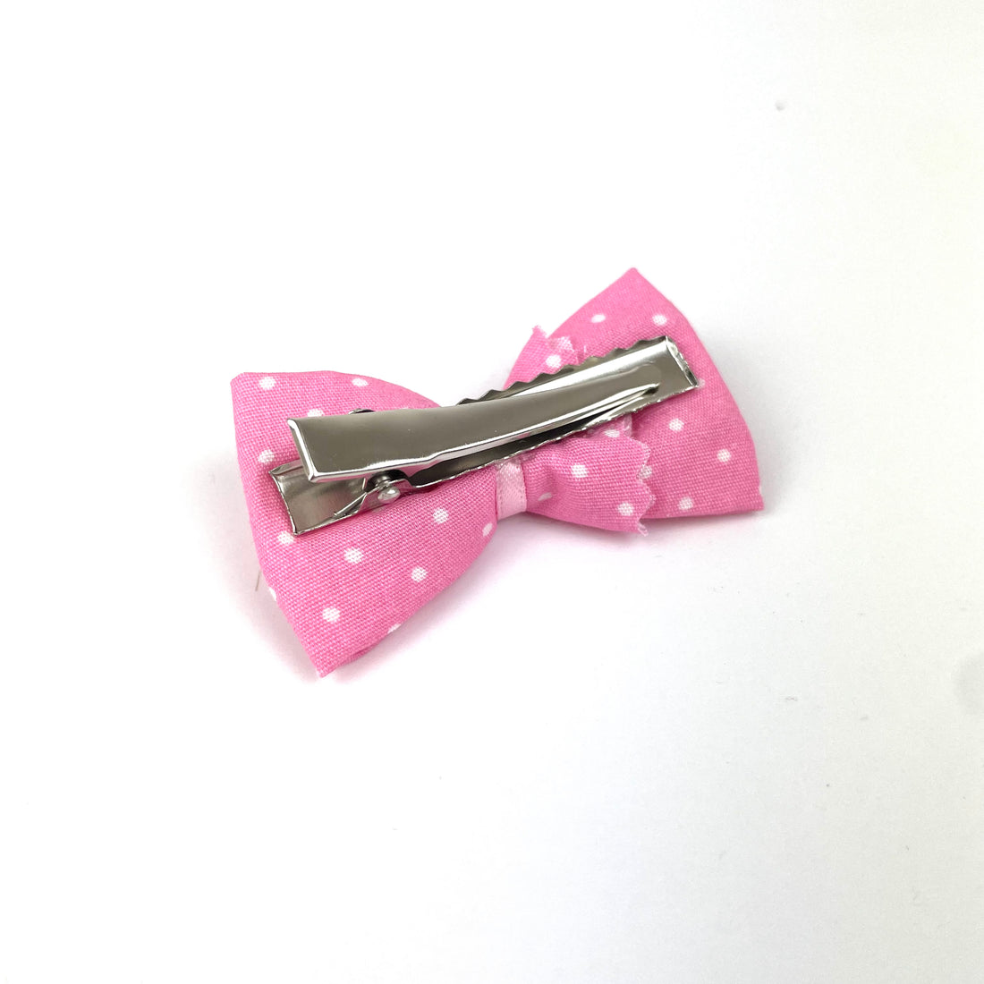 Petite Barrette "Rose pois blancs"