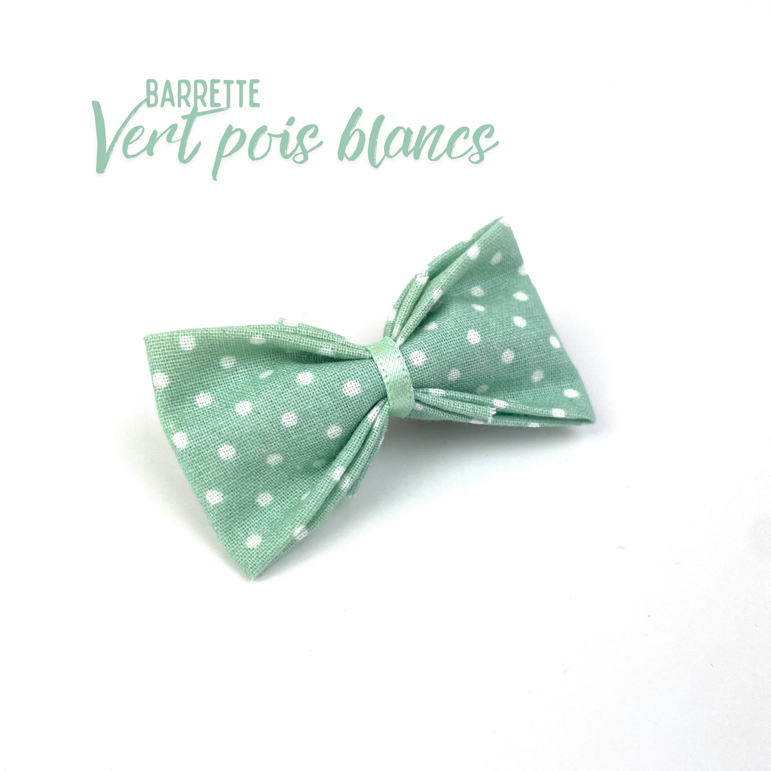 Petite Barrette "Vert pois blancs"
